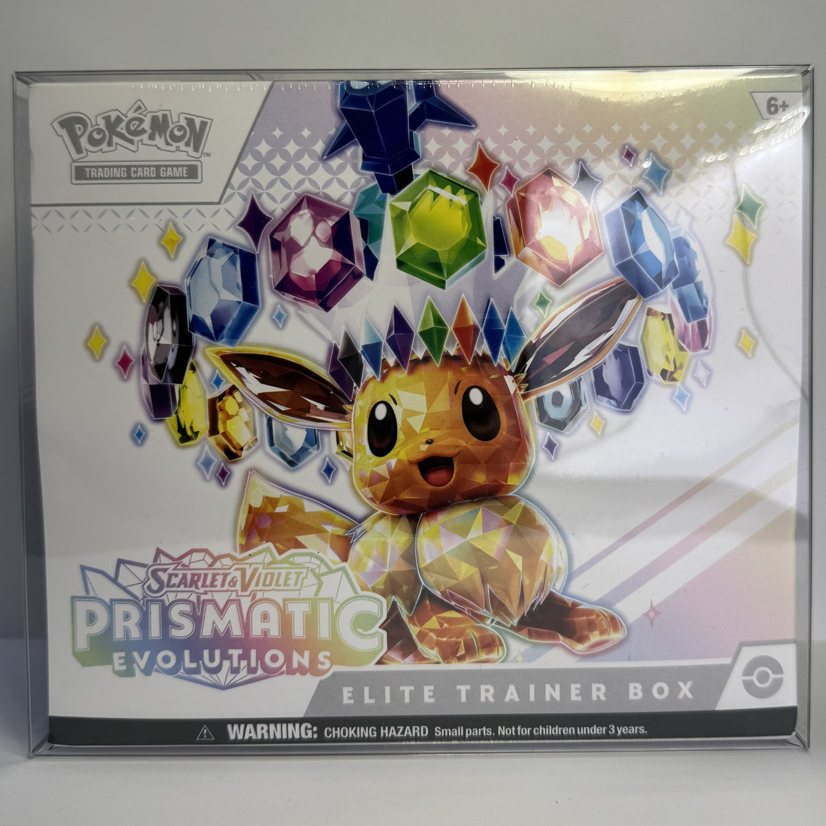 Pokémon Elite Trainer Box in a clear Sealed Armor ETB protector, front view