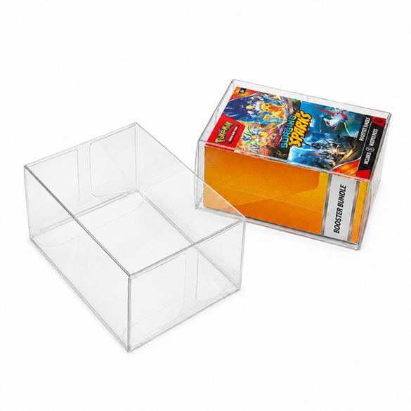 Empty booster bundle protector beside a fitted one on a white background.