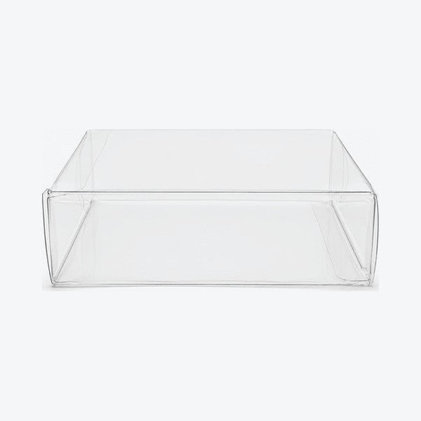 Empty clear wide booster bundle protector, low front view