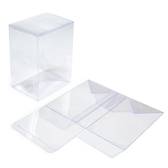 Clear Funko Pop protector shown assembled and unfolded flat.