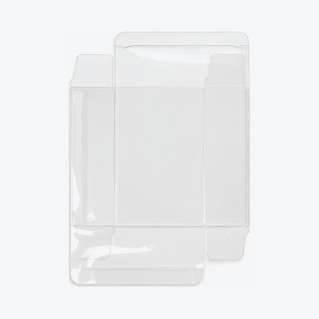 Wide booster bundle protector unfolded flat, showing the die-cut panels and tuck flaps