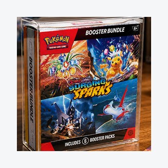 Clear wide booster bundle protector fitted over a wide-format booster bundle on a desk